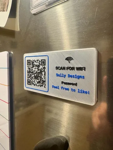 Letrero o emblema decorativo: Parametric Wi-Fi QR Fridge Magnet — vista de referencia 3