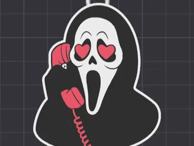 Ghost Face Heart Eyes Keychain 