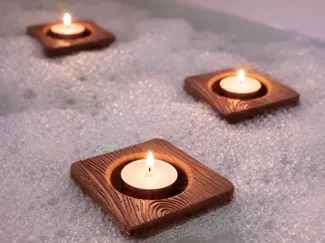 Wood Texture Floating Tea Light Holder for Bath