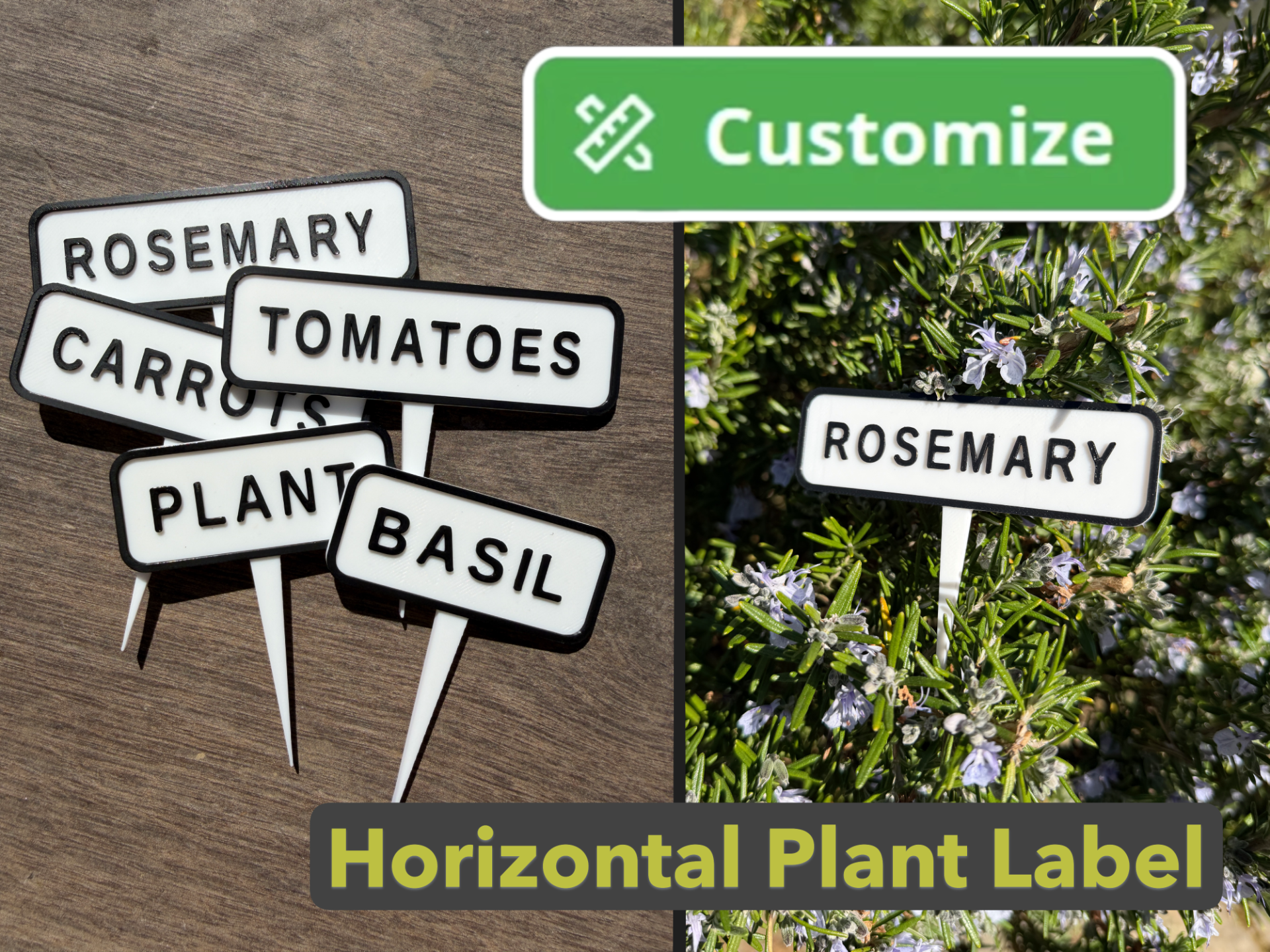 Horizontal Plant Label Customizable