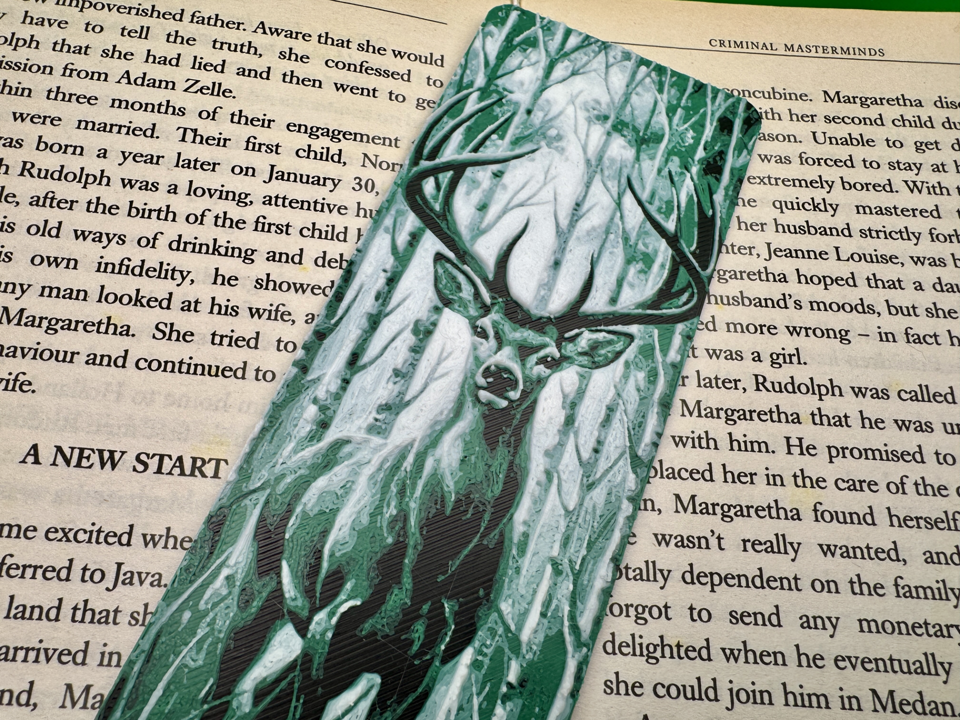 Emerald Forest Stag 3D Filament Painted Bookmark