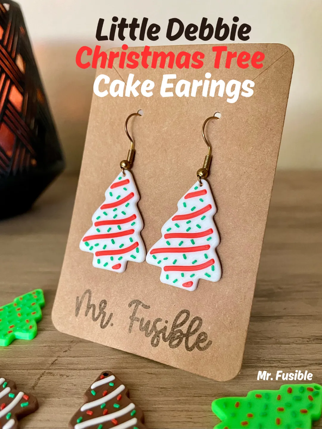 LIttle Debbie Christmas Tree Cake Earrings view 4