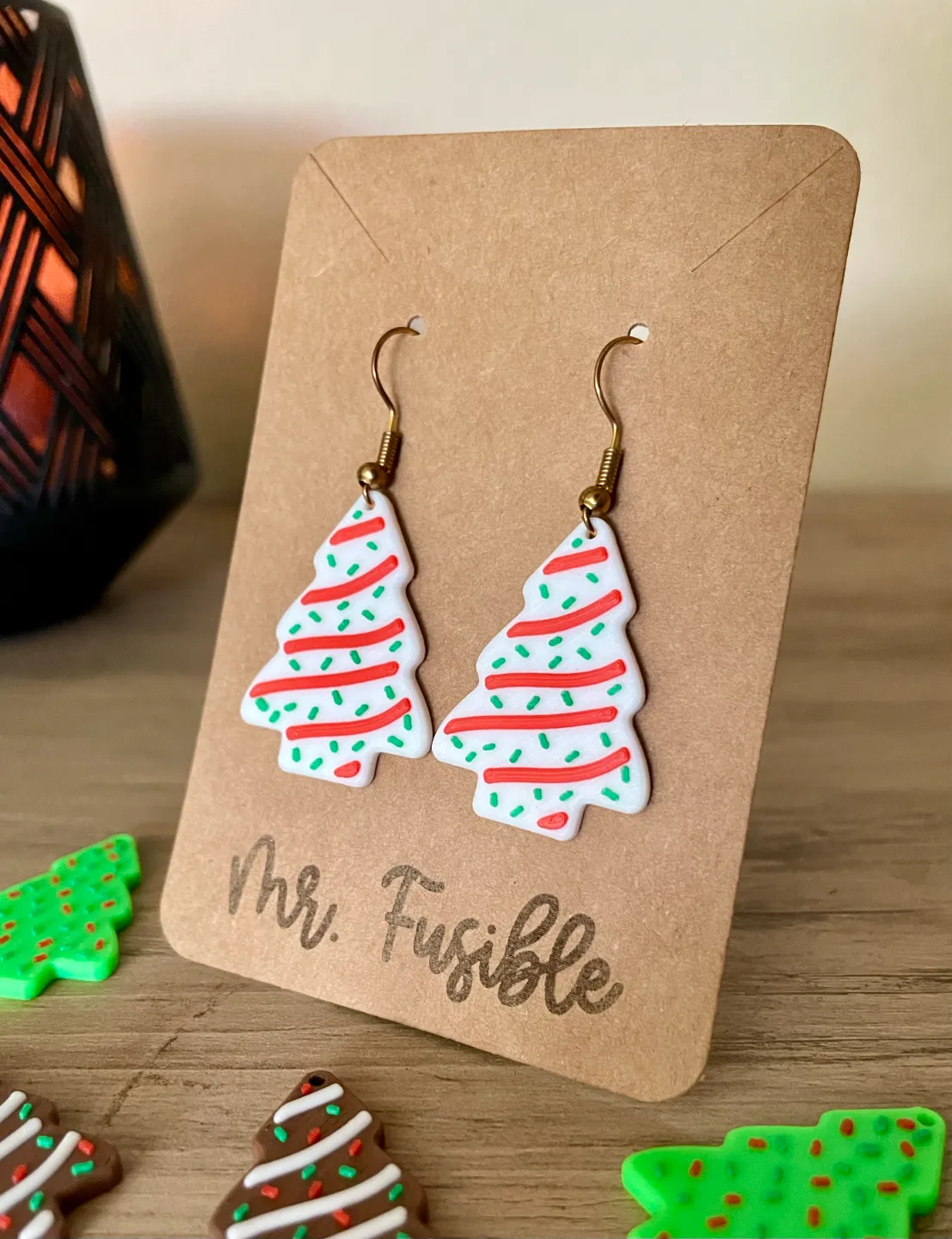 LIttle Debbie Christmas Tree Cake Earrings view 3