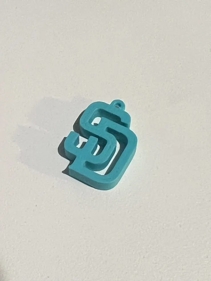 SD San Diego logo charm Padres earring keychain view 2