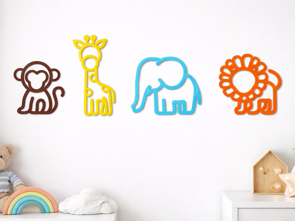 Safari Animal Wall Decor Set – Kids Room
