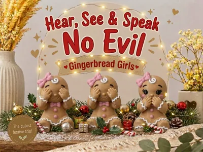 Hear, See & Speak No Evil Gingerbread Girls
