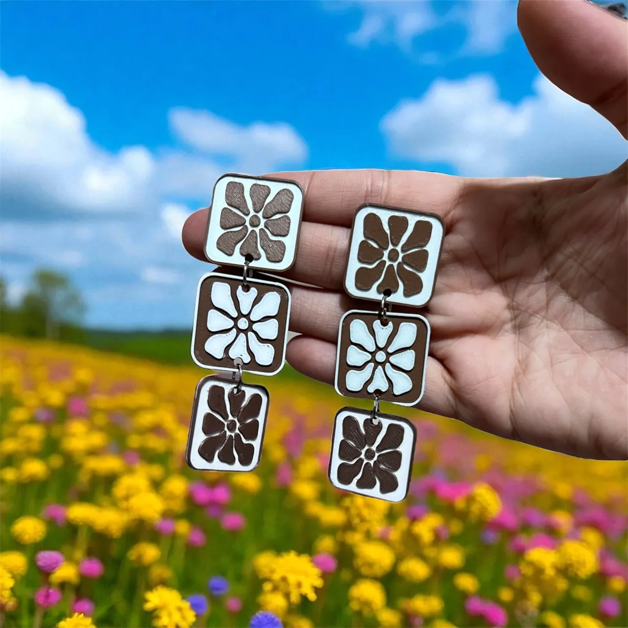 Pendientes flores view 2