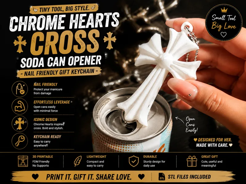 Chrome Hearts Cross Can Opener–Nail Safe Keychain