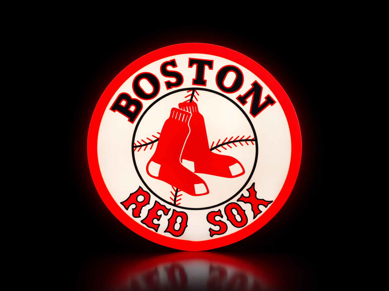 Boston Baseball LED Lightbox – Round Wall Sign