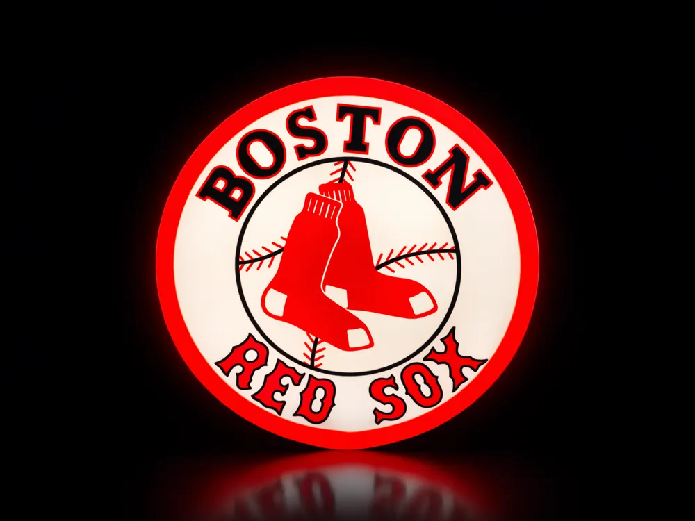 Boston Baseball LED Lightbox – Round Wall Sign - Free 3D Print Model ...