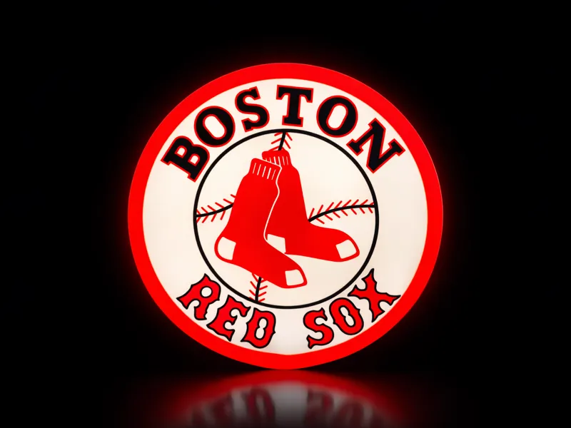 Boston Baseball LED Lightbox – Round Wall Sign