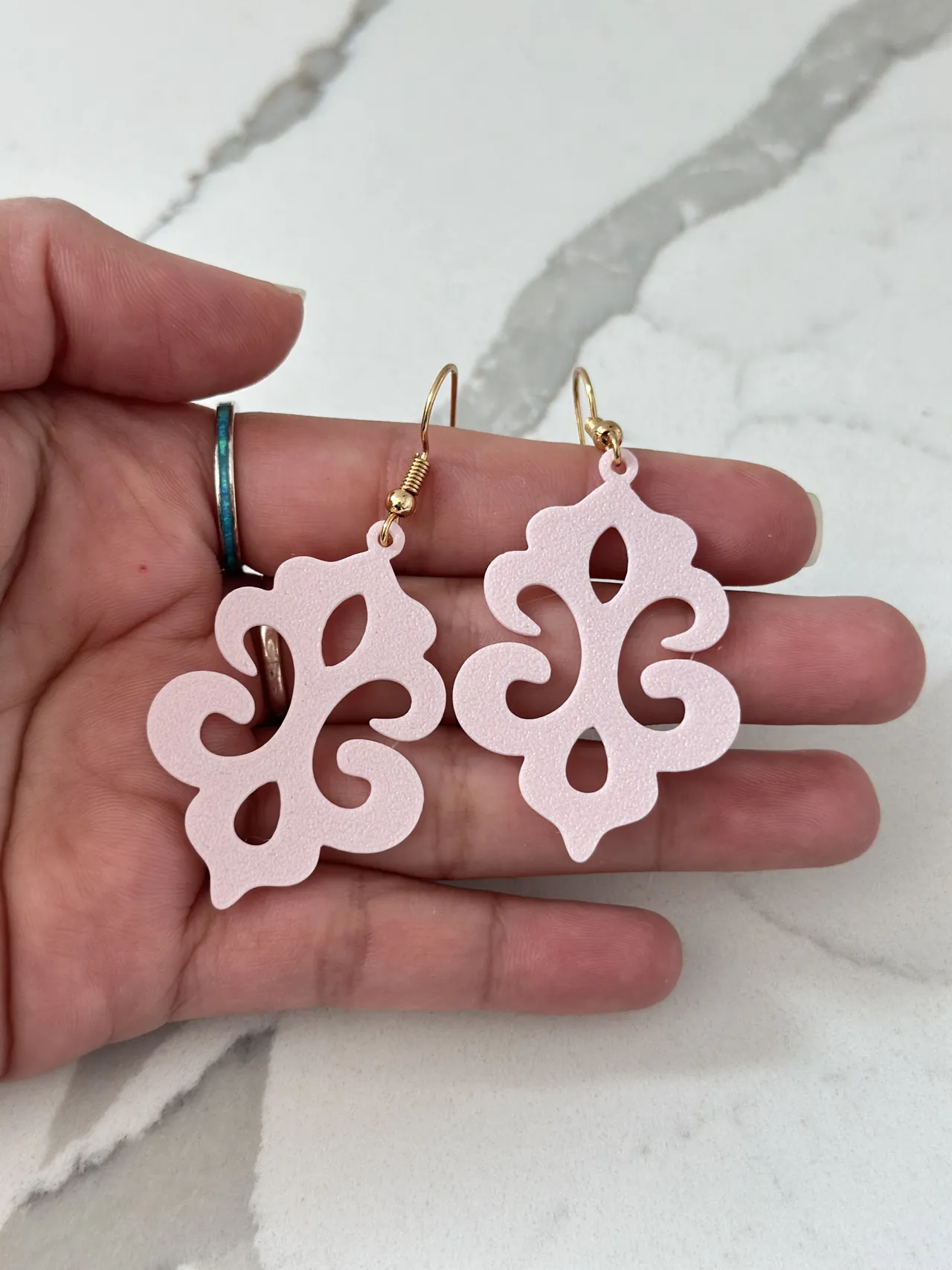 Pink 3D Earrings view 2