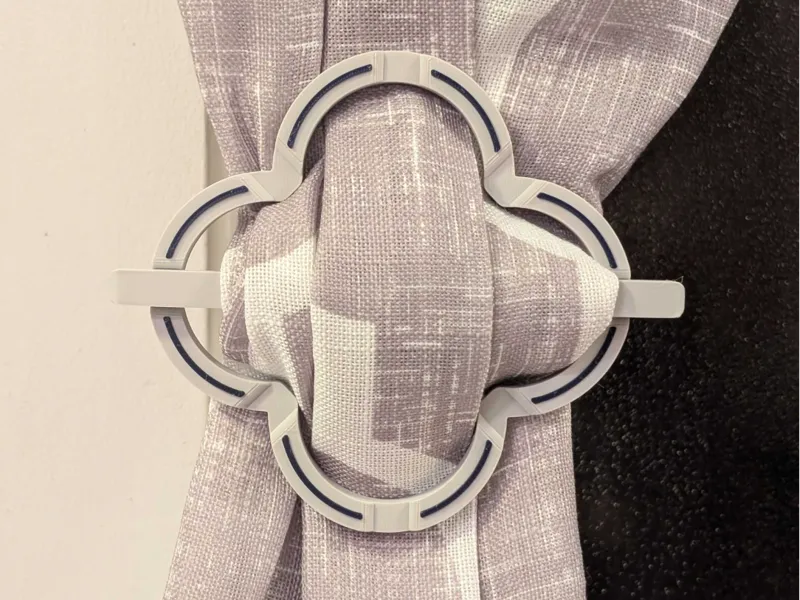 Curtain Tie Back - 2 Color Clover Style with Onlay
