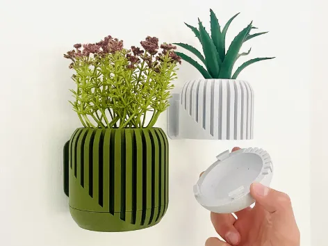 Modern wall mounted planter with hidden drip tray