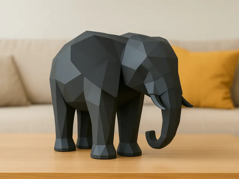 Modern Minimalist Low Poly Elephant Statue