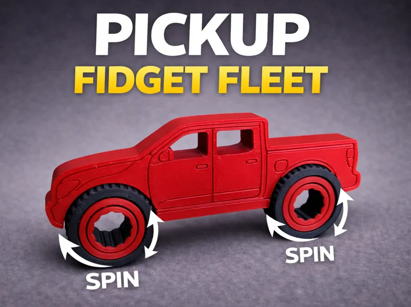Fidget Fleet Pickup- Print-in-place Spinner Wheels
