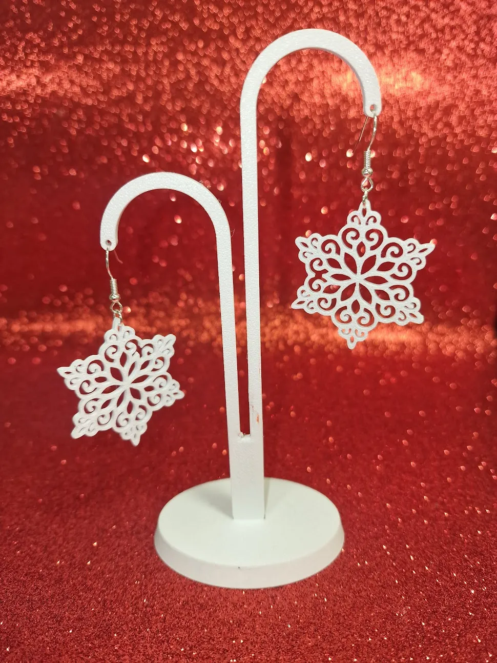 Floral snowflake earrings view 3