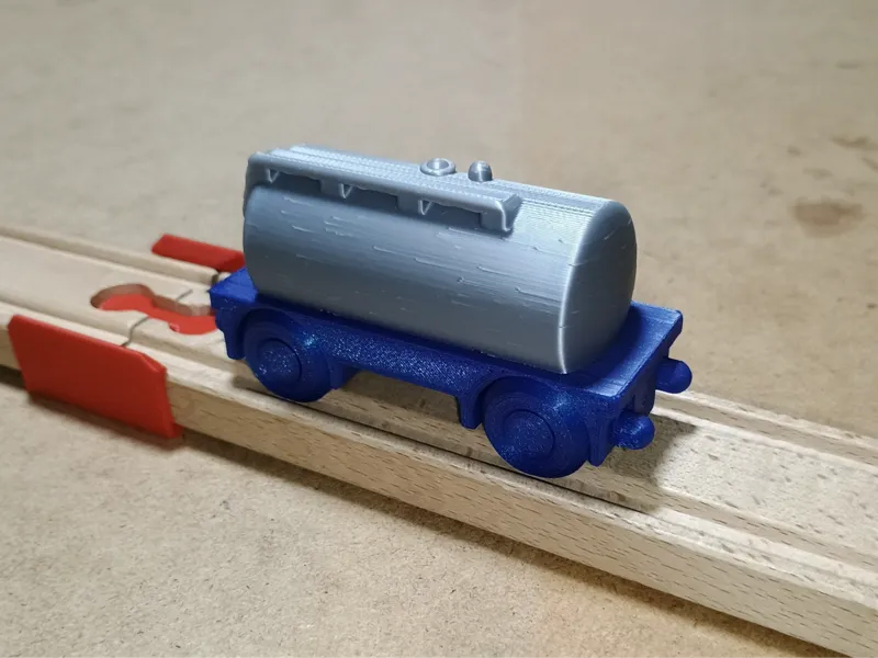 Wooden train oil railcar wagon