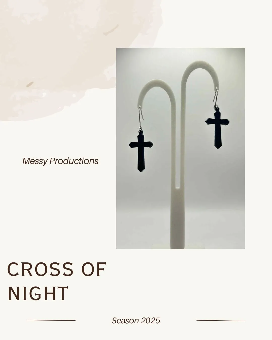 Black Cross Earrings - No AMS view 3