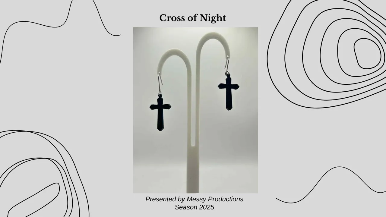 Black Cross Earrings - No AMS view 2