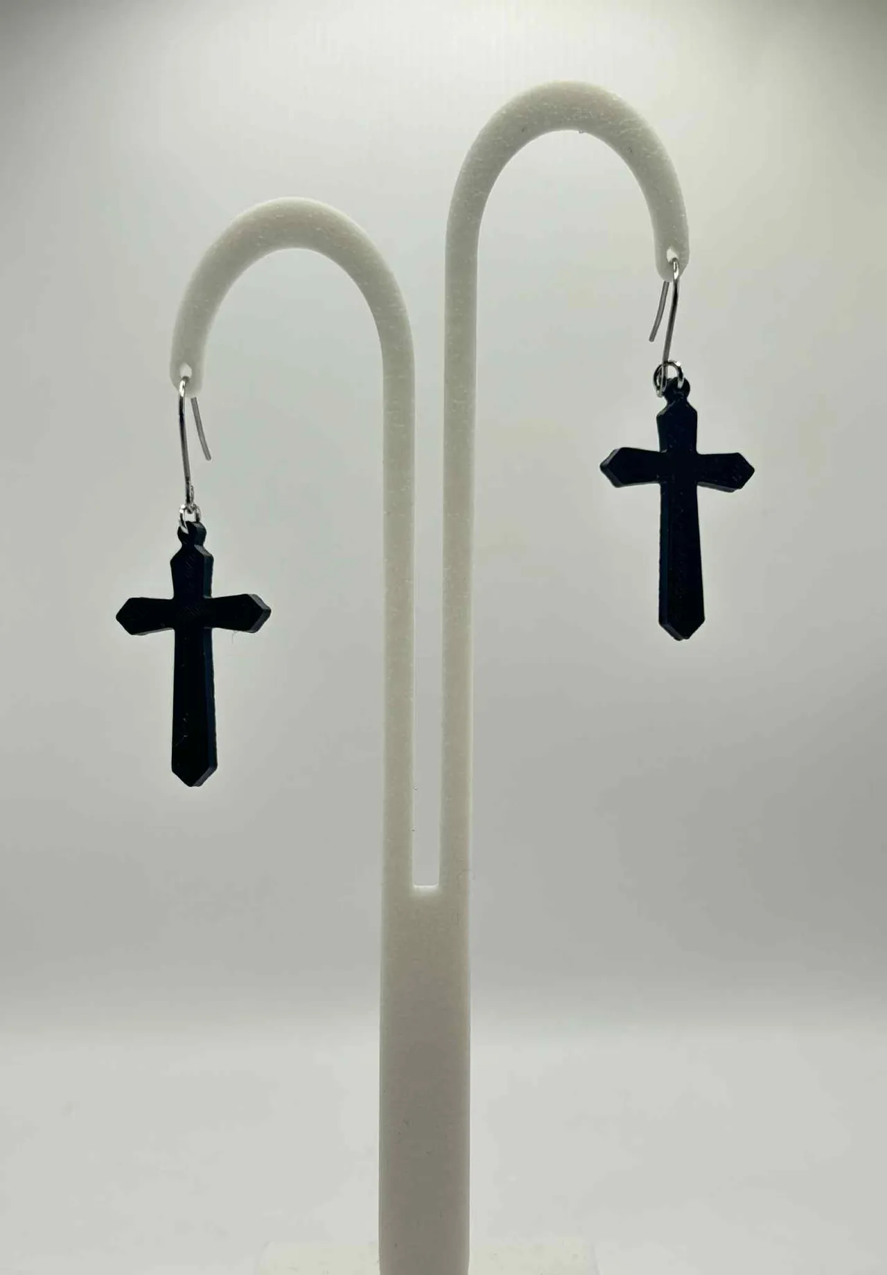 Black Cross Earrings - No AMS view 4