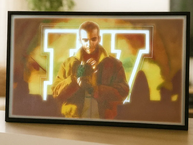 GTA IV Nico Bellic with Logo Wallpaper Lithophane