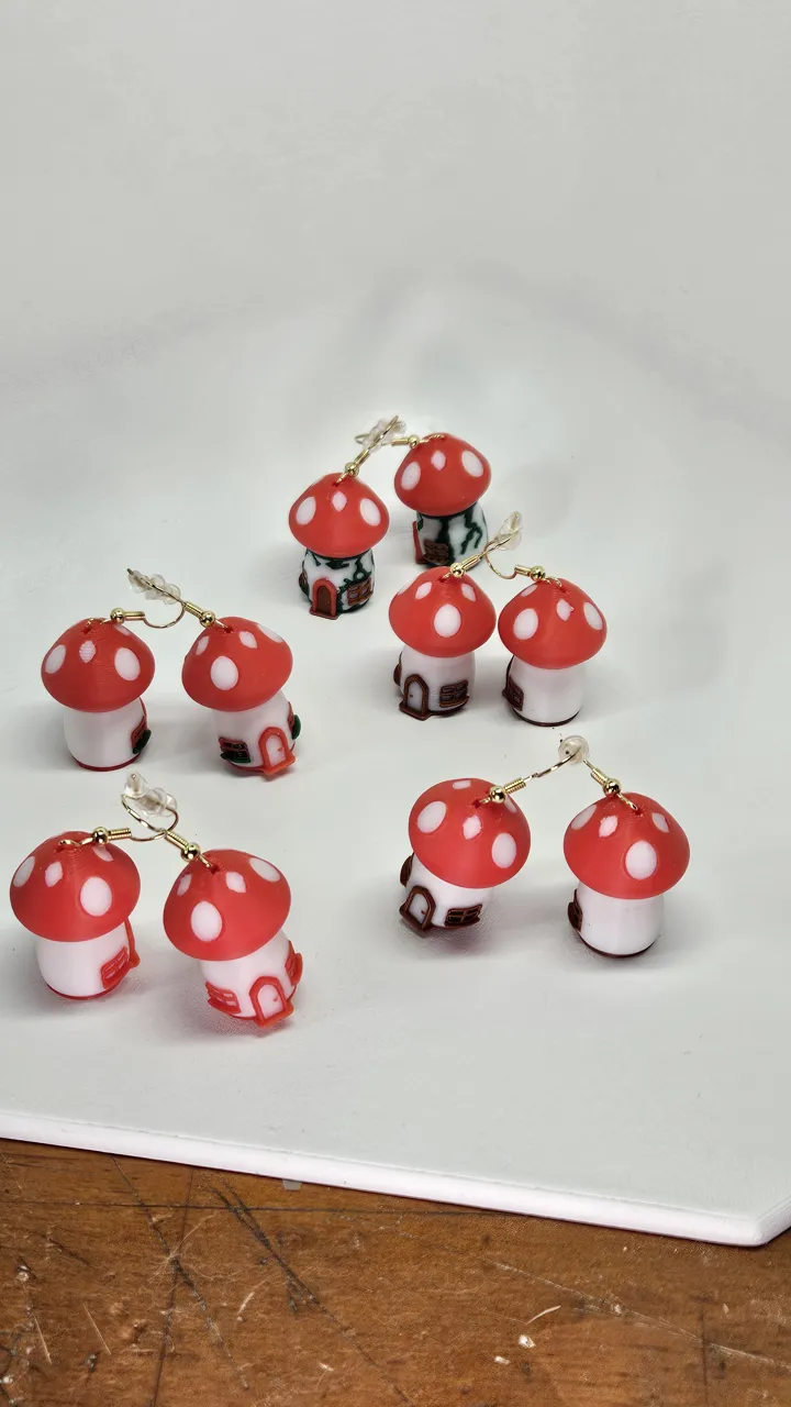 Mushroom Hut Earrings for AMS or Painting view 2
