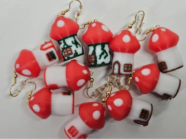 Mushroom Hut Earrings for AMS or Painting