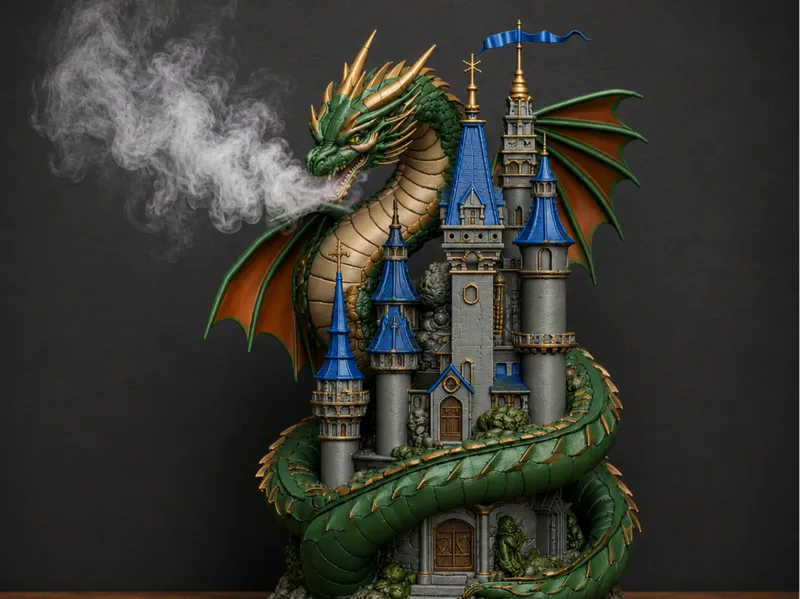 Dragon Castle Incense Holder – Fantasy Diorama 