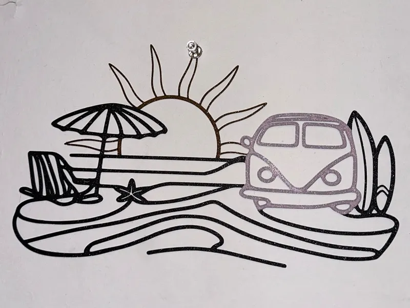Wall Art, Ocean Beach Sunset Scene with VW Van