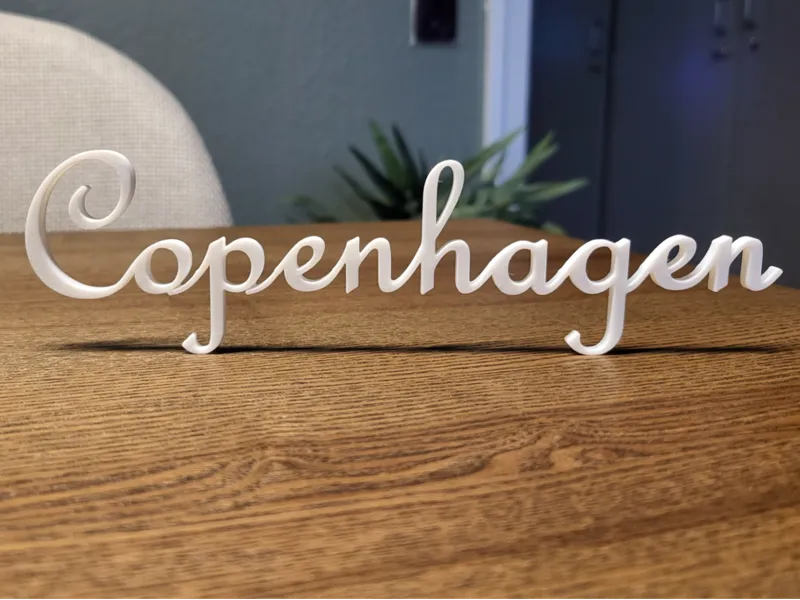 3D Printable City Name Display (Copenhagen)