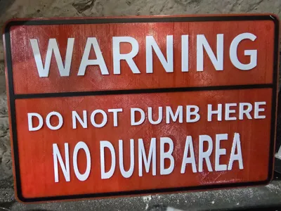 Warning No Dumb Sign