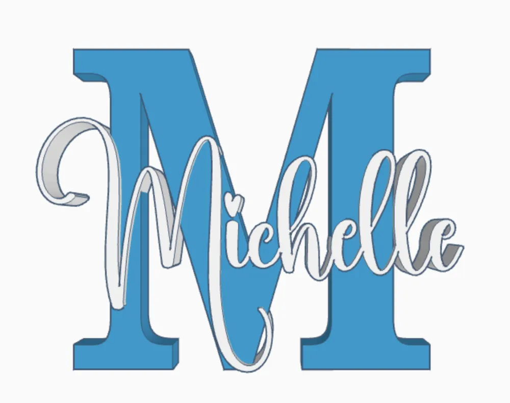 MICHELLE Name Ornament Initial Nameplate Sign - Free 3D Print Model ...