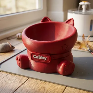Figura decorativa: The Chibi Cat Bowl: Personalized Angled Feeder — vista de referencia 4