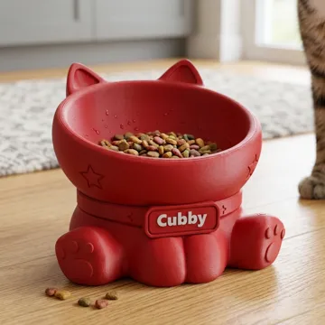 Figura decorativa: The Chibi Cat Bowl: Personalized Angled Feeder — vista de referencia 5