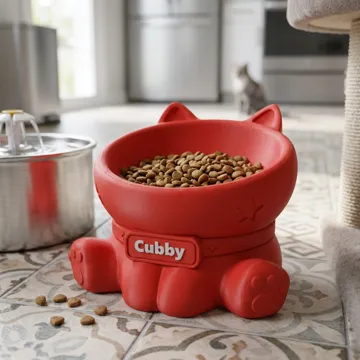 Figura decorativa: The Chibi Cat Bowl: Personalized Angled Feeder — vista de referencia 3