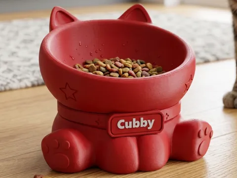 Figura decorativa: The Chibi Cat Bowl: Personalized Angled Feeder — referencia de MakerWorld