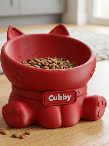 Figura decorativa: The Chibi Cat Bowl: Personalized Angled Feeder — vista de referencia 2