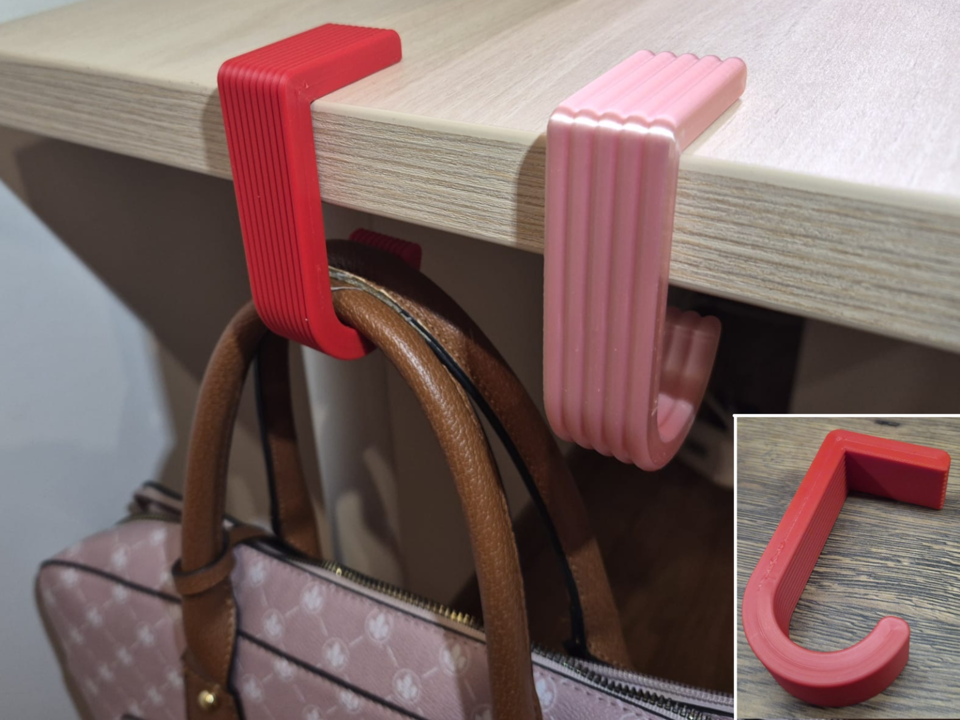 Strong J-shape bag/purse table hooks