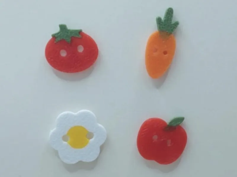 Fall shirt buttons (flower, tomato, apple, carrot)