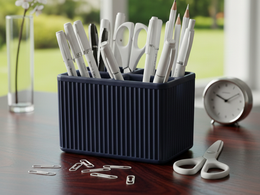Modern Ribbed Multi-Compartment Desk Organizer