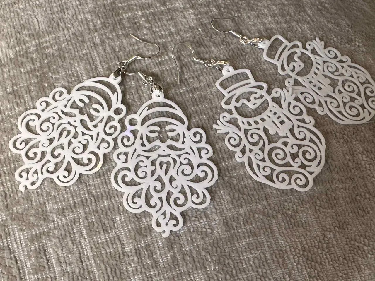 Santa Snowman Filagree Boho Earrings Or ornament view 2