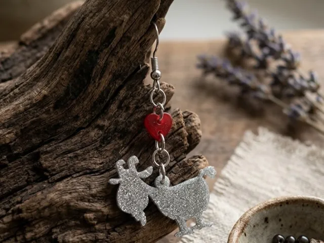 Pygmy Goat and Heart Earrings
