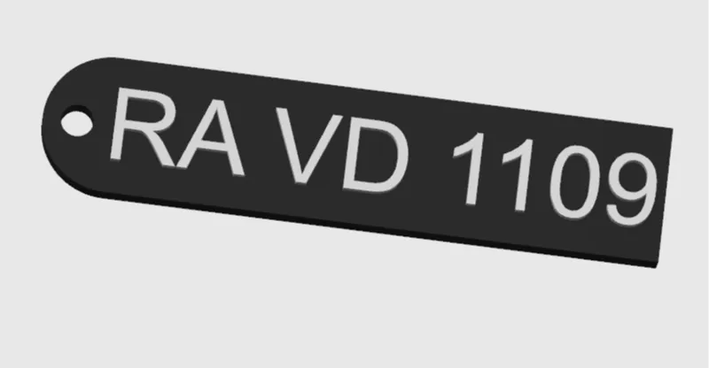 Keychain with registration number