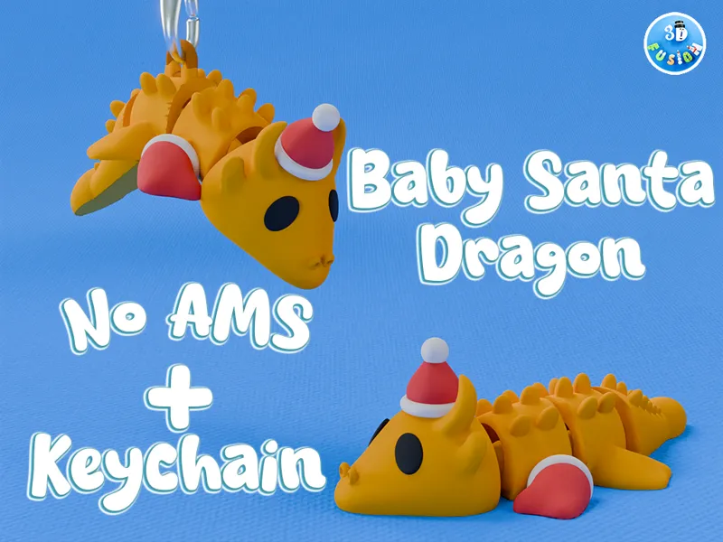 Baby Santa Dragon-Flexi Fidget + Keychain (No AMS)