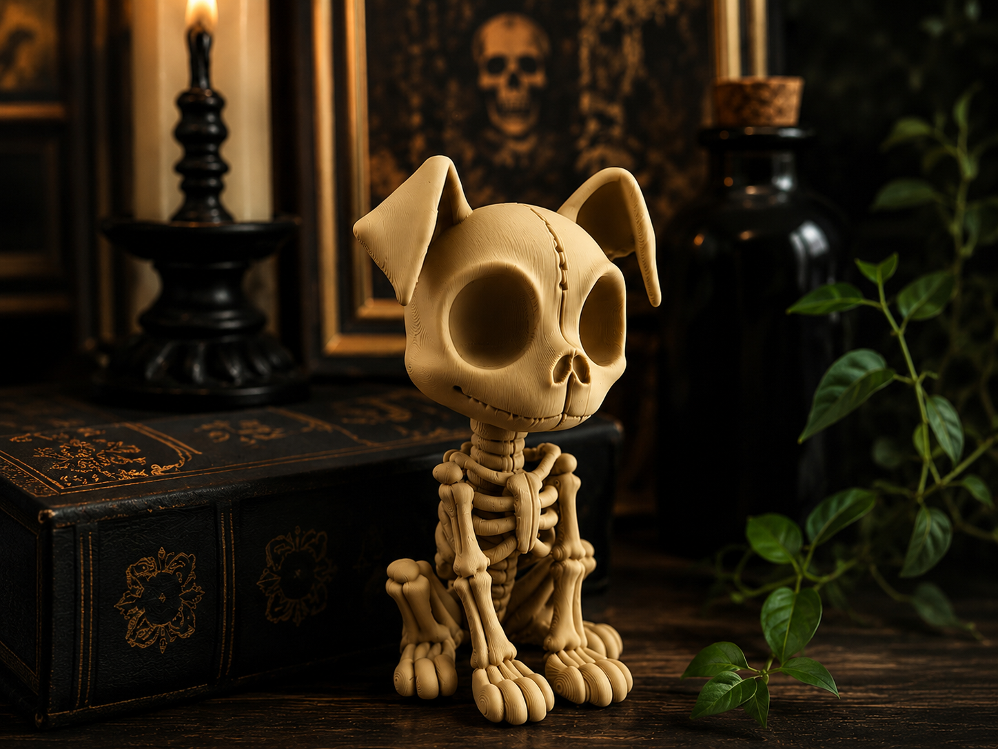 Cute Skeleton Dog | Gothic 3D Printable - 1