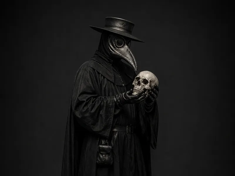 Pestdoktor mit Schädel