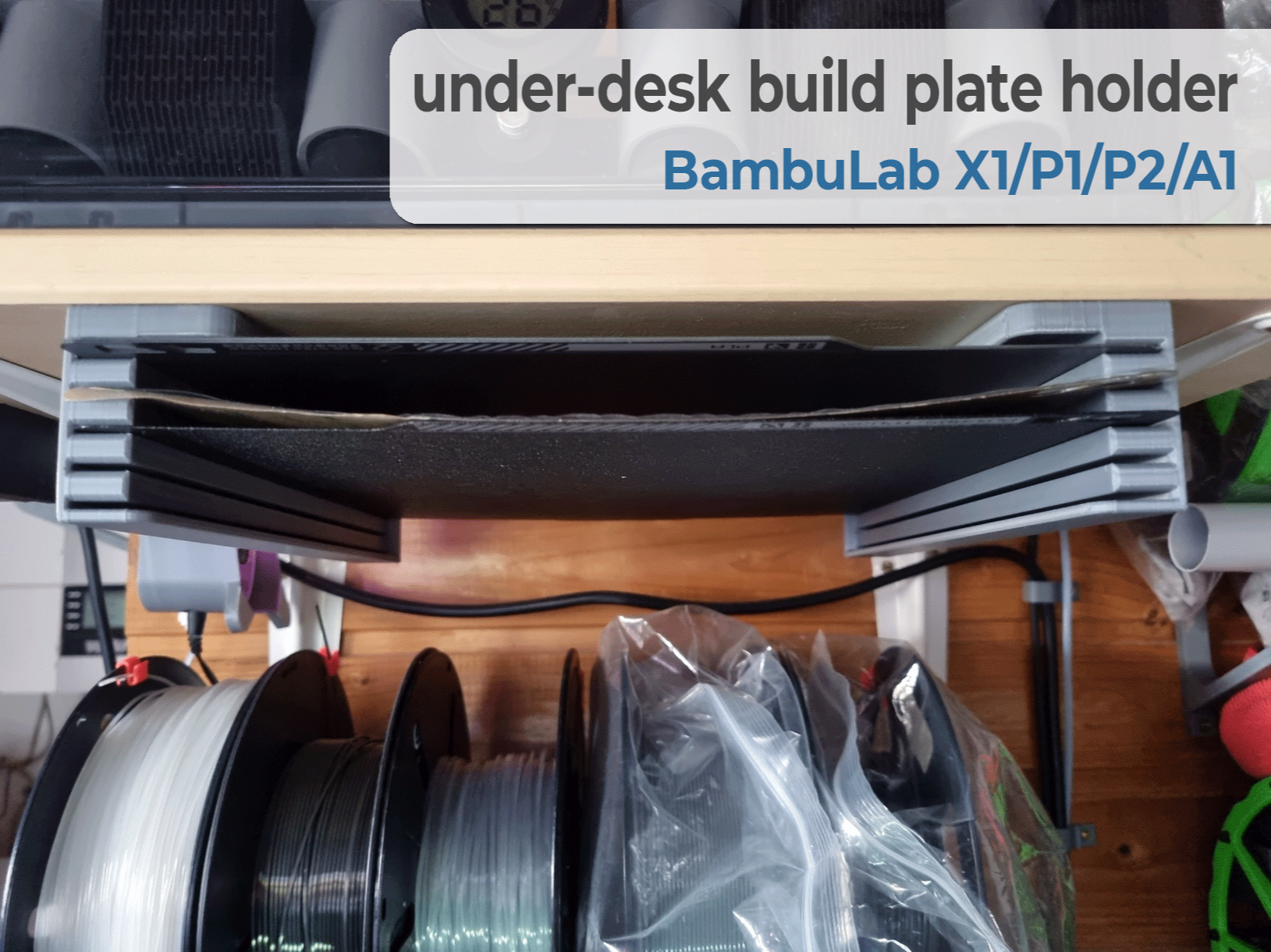 Under-table build plate holder X1, P1, A1, P2S, X2D