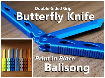 Double-Sided Grip Butterfly Knife - Print in Place