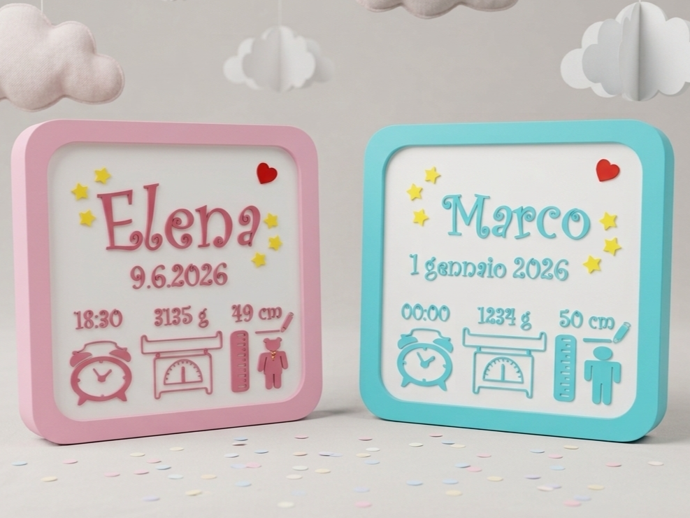 Quadro Nascita Bambino - Bambina - 1